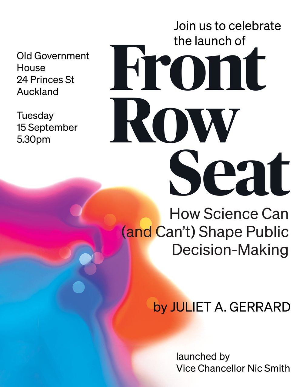 Front Row Seat launches at Old Government House on Tuesday 15 September, introduced by Vice-Chancellor Professor Nic Smith.